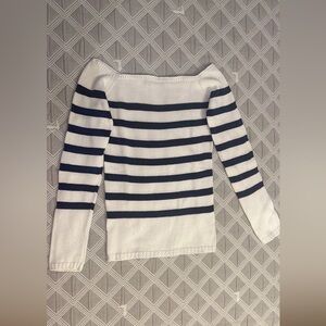Zara White Knit off the shoulders sailor stripes  Top size S